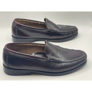 GH Bass Mens Walton Penny Loafers Size 9.5M Burgundy Leather Slip On Dress Shoes
